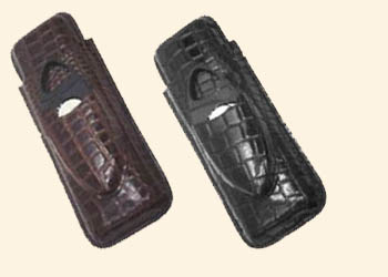 2 Finger Cigar Case w/Cutter-Alligator Finish